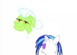 Size: 1023x735 | Tagged: safe, artist:wildriveful, screencap, dj pon-3, granny smith, vinyl scratch, earth pony, pony, g4, alternate hairstyle, ms paint, youtube link