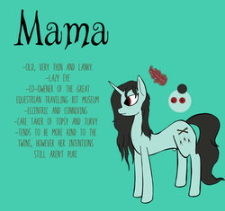 Size: 1017x954 | Tagged: safe, artist:playgroundholocaust, oc, oc only, oc:mama, pony, unicorn, circus, old, skinny, solo, thin