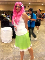 Size: 768x1024 | Tagged: artist needed, safe, fluttershy, human, equestria girls, g4, 2013, convention, cosplay, glasses, irl, irl human, otakon, photo