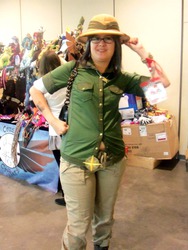 Size: 768x1024 | Tagged: artist needed, safe, daring do, human, g4, 2013, convention, cosplay, glasses, irl, irl human, otakon, photo