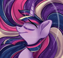 Size: 2700x2500 | Tagged: safe, artist:pastelflakes, twilight sparkle, alicorn, pony, g4, eyes closed, female, high res, mare, rainbow power, smiling, solo, twilight sparkle (alicorn)