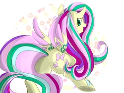 Size: 800x600 | Tagged: safe, artist:eel, fluttershy, g4, female, pixiv, rainbow power, solo, underhoof