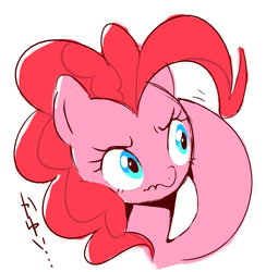 Size: 477x488 | Tagged: safe, artist:30clock, pinkie pie, g4, confused, female, frown, pixiv, scratching, scrunchy face, solo