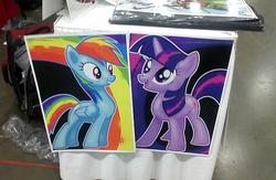 Size: 600x390 | Tagged: artist needed, safe, rainbow dash, twilight sparkle, g4, dallas, dallas comic con, event, irl, photo, photography