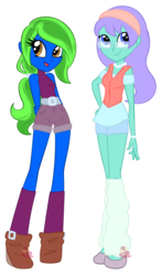 Size: 685x1165 | Tagged: safe, artist:cybiline, oc, oc only, oc:iris, oc:raine, equestria girls, g4, rule 63