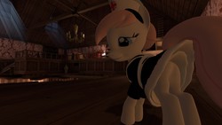 Size: 1360x768 | Tagged: safe, artist:tostah, nurse redheart, earth pony, pony, g4, 3d, butt, clothes, female, gmod, maid, mare, nurse redbutt, plot, solo