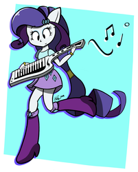 Size: 2600x3234 | Tagged: safe, artist:dahhez, rarity, equestria girls, g4, my little pony equestria girls: rainbow rocks, player piano, belt, boots, clothes, female, high heel boots, high res, keytar, musical instrument, ponied up, shirt, shoes, skirt, solo