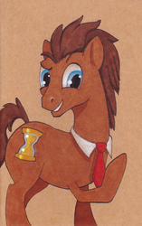 Size: 1000x1588 | Tagged: safe, artist:sabrekitty, doctor whooves, time turner, g4, male, solo, traditional art