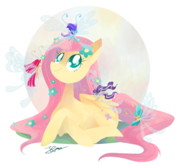 Size: 800x750 | Tagged: safe, artist:starrypon, fluttershy, breezie, g4, flower