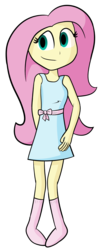 Size: 1700x3784 | Tagged: safe, artist:liggliluff, fluttershy, human, g4, clothes, dress, female, humanized, socks, solo