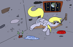 Size: 2792x1817 | Tagged: safe, artist:d3rpy, derpy hooves, pegasus, pony, g4, derpybuse, earth, female, jail, mare, prisoner, solo, to the moon