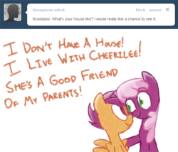 Size: 610x521 | Tagged: artist needed, source needed, safe, cheerilee, scootaloo, g4, ask, scootaloo's parents, tumblr