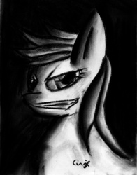 Size: 3196x4069 | Tagged: safe, artist:qwixthetrappedone, rainbow dash, g4, female, monochrome, portrait, solo, traditional art