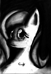 Size: 2795x4088 | Tagged: safe, artist:qwixthetrappedone, fluttershy, g4, female, monochrome, portrait, solo, traditional art