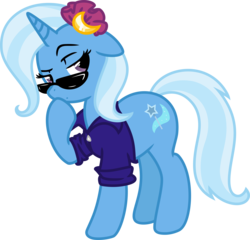 Size: 5000x4799 | Tagged: safe, artist:raininess, artist:weegeestareatyou, trixie, pony, unicorn, g4, absurd resolution, clothes, female, mare, shirt, solo, sunglasses