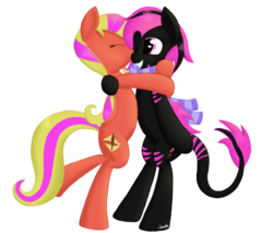 Size: 724x617 | Tagged: safe, artist:sea-gnash, oc, oc only, oc:fairy lily, oc:sea gnash, pegasus, pony, augmented tail, couple, female