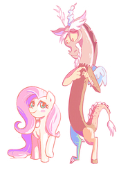 Size: 600x797 | Tagged: safe, artist:sasha2999, discord, fluttershy, g4, female, male, ship:discoshy, shipping, straight