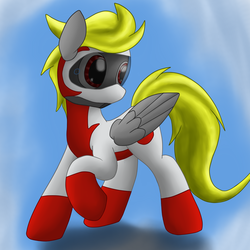 Size: 2600x2600 | Tagged: safe, artist:flashiest lightning, oc, oc only, pegasus, pony, helmet, high res, racing suit, solo