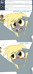 Size: 780x1742 | Tagged: safe, artist:jitterbugjive, derpy hooves, doctor whooves, time turner, pegasus, pony, lovestruck derpy, g4, ask, blushing, female, male, mare, ship:doctorderpy, shipping, straight, tumblr