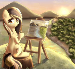 Size: 3830x3507 | Tagged: safe, artist:dyoung, oc, oc only, oc:vanilla, high res, painting, pixiv, plein air, scenery, solo