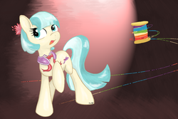 Size: 1800x1200 | Tagged: safe, artist:1jet10, artist:jetn-in-dark, coco pommel, g4, female, rainbow thread, smiling, solo