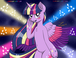 Size: 2500x1900 | Tagged: safe, artist:lordzid, twilight sparkle, pony, semi-anthro, g4, bipedal, female, rainbow power, solo, twilight sparkle (alicorn)