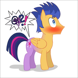 Size: 868x867 | Tagged: safe, artist:ultrathehedgetoaster, flash sentry, twilight sparkle, alicorn, pegasus, pony, g4, blushing, body sharing, censored vulgarity, conjoined, duo, duo male and female, female, fusion, grawlixes, hedgetoaster hybrid, male, mare, simple background, stallion, swearing, twilight sparkle (alicorn), we have become one, what has science done, white background