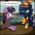 Size: 1000x1000 | Tagged: safe, artist:fj-c, princess luna, twilight sparkle, alicorn, pony, g4, burger, dialogue, duo, fast food, female, food, french fries, horn, horn impalement, luna is not amused, magic, mare, twilight burgkle, twilight sparkle (alicorn), unamused