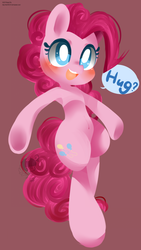 Size: 1200x2131 | Tagged: safe, artist:snow angel, pinkie pie, earth pony, pony, g4, bipedal, female, hug request, solo