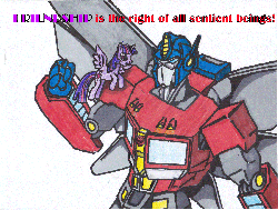 Size: 1600x1212 | Tagged: safe, artist:xdtaxundeadbuck01, twilight sparkle, alicorn, pony, g4, female, gif, mare, non-animated gif, optimus prime, traditional art, transformers, twilight sparkle (alicorn)