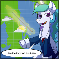 Size: 1000x1000 | Tagged: safe, artist:fj-c, princess celestia, g4, female, forecast, meteorologist, solo, television, weather