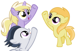 Size: 1092x727 | Tagged: dead source, safe, artist:dreamcasterpegasus, dinky hooves, noi, rumble, earth pony, pony, unicorn, g4, colt, cute, dinkabetes, female, filly, hilarious in hindsight, male, noiabetes, rumblebetes, simple background, transparent background