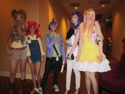 Size: 4000x3000 | Tagged: safe, apple bloom, applejack, fluttershy, rarity, spike, human, g4, cosplay, irl, irl human, photo