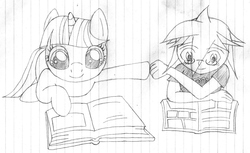 Size: 1682x1032 | Tagged: safe, artist:kamiyaakuto, twilight sparkle, g4, lined paper, monochrome, traditional art