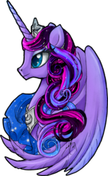 Size: 528x856 | Tagged: safe, artist:ladyamaltea, princess luna, g4, alternate hairstyle, female, profile, simple background, solo