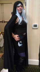 Size: 1456x2592 | Tagged: safe, artist:naturesrose, trixie, human, g4, 2013, alicorn amulet, cape, clothes, convention, cosplay, grand brony gala, hood, irl, irl human, photo, pose, solo