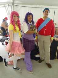 Size: 2448x3264 | Tagged: artist needed, safe, pinkie pie, shining armor, twilight sparkle, human, g4, 2013, convention, cosplay, hatsume fair, high res, irl, irl human, photo