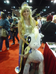 Size: 2448x3264 | Tagged: safe, artist:katinka0921, derpy hooves, human, g4, 2013, convention, cosplay, high res, irl, irl human, megacon, photo, plushie, princess derpy
