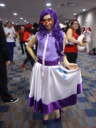 Size: 2448x3264 | Tagged: safe, artist:rainboo-ashe, rarity, human, g4, animate! miami, clothes, convention, cosplay, glasses, high res, irl, irl human, measuring tape, photo, skirt, solo