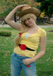Size: 1488x2129 | Tagged: safe, artist:mickedoo13, artist:whimsical-angel, applejack, human, g4, clothes, cosplay, irl, irl human, jeans, photo, solo