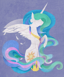 Size: 2000x2400 | Tagged: safe, artist:evehly, princess celestia, g4, feather, female, high res, silhouette, solo