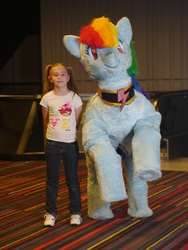 Size: 3456x4608 | Tagged: artist needed, safe, rainbow dash, human, g4, 2013, collar, cosplay, element of loyalty, festival cartoonist, fursuit, irl, irl human, photo, quadsuit, target demographic