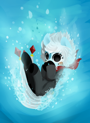 Size: 1200x1627 | Tagged: safe, artist:snow angel, oc, oc only, oc:black ink, pixiv, solo, underwater