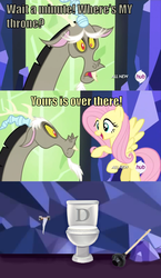 Size: 720x1240 | Tagged: safe, discord, fluttershy, g4, twilight's kingdom, comic, plunger, pun, toilet