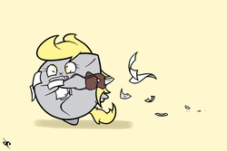 Size: 3000x2000 | Tagged: safe, artist:doggonepony, derpy hooves, pony, g4, :i, bag, bipedal, chubbie, female, high res, letter, mail, mailpony, running, solo