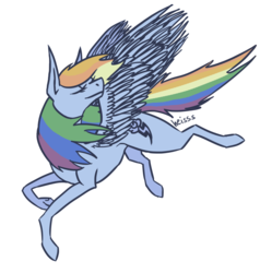 Size: 1024x1027 | Tagged: safe, artist:heisssaurus, rainbow dash, g4, eyes closed, female, flying, smiling, solo, spread wings, underhoof