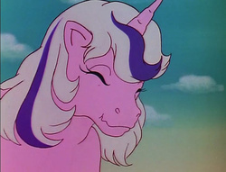 Size: 708x540 | Tagged: safe, screencap, twilight, pony, unicorn, g1, rescue at midnight castle, close-up, cropped, eyes closed, female, mare, scrunchy face, solo