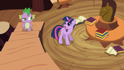 Size: 1365x768 | Tagged: safe, screencap, spike, twilight sparkle, g4, it's about time
