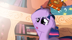 Size: 1365x768 | Tagged: safe, screencap, twilight sparkle, g4, it's about time, book, female, solo