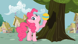 Size: 1365x768 | Tagged: safe, screencap, pinkie pie, g4, it's about time, ball, female, solo